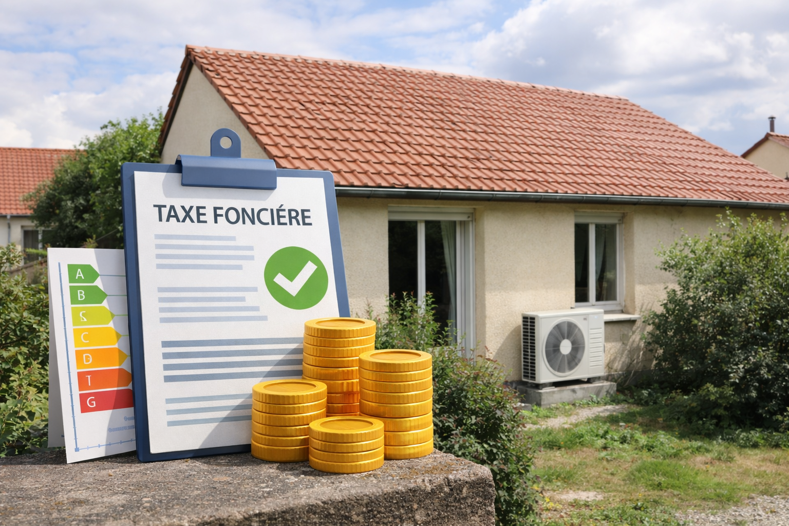 Maison individuelle après travaux de rénovation énergétique pouvant bénéficier d’une exonération de taxe foncière